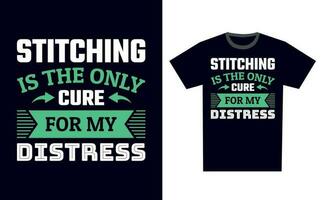 Stitching T Shirt Design Template Vector