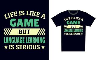 Language Learning T Shirt Design Template Vector