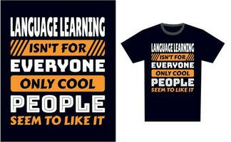 Language Learning T Shirt Design Template Vector