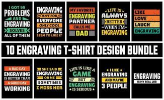 Engraving T Shirt Design Set Vector