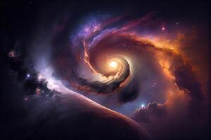 Space background with nebula and fictional planets. photo