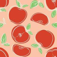 Apple Line Sketch Seamless Background vector