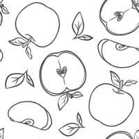 Apple Line Sketch Seamless Background vector