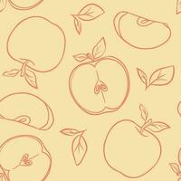 Apple Line Sketch Seamless Background vector