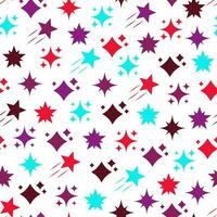 Seamless cute pattern with little different colorful stars on white background. Vector illustration.