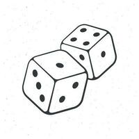 Doodle of two white dice with contour vector