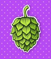 Sticker of a green cone of hop vector