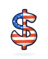 Cartoon illustration of dollar sign in national flag colors with one vertical line vector