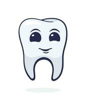 Happy smiling healthy adult human tooth with eyes. Symbol of somatology and oral hygiene vector