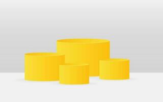 vector 3d Abstract yellow podium display on white circle in yellow background