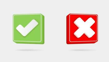 Like or correct symbol icon isolated white background, checkmark button, mobile app icon. 3d render illustration vector