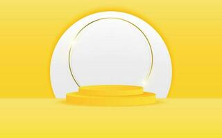 vector 3d Abstract yellow podium display on white circle in yellow background