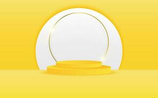 vector 3d Abstract yellow podium display on white circle in yellow background