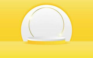 vector 3d Abstract yellow podium display on white circle in yellow background