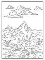 Design Nature Landscape Outline Coloring Page vector