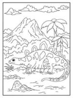 design dinosaur character coloring page for kid vector