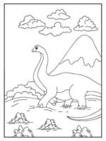 design dinosaur character coloring page for kid vector