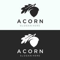 Acorn logo template design with leaves with editable vector illustration.