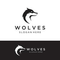 Night wolf abstract Logo template design simple isolated background.Vector illustration. vector