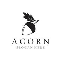 Acorn logo template design with leaves with editable vector illustration.