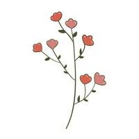 vistoso flor, mano dibujado, vector plano ilustración. floración plantas con tallos y hojas aislado en blanco. floral decoración o regalo. para tu diseño