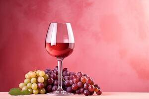 uvas con rojo vino, ai generativo foto