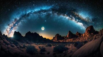 milky way galaxy with stars on night sky background, photo