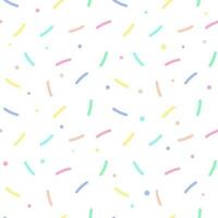 Seamless pattern, colorful stripes of confetti on a white background. Festive print, background, kids textile, wallpaper, vector