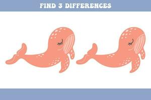 Find 5 differences between two cartoon fur seals. Children's logic game, educational puzzle, vector