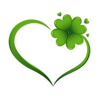 Heart with colorful clover leaf, shamrock. Logo, icon. St. Patrick's day illustration, vector