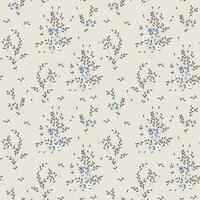 Seamless pattern, small flowers and scattered leaves. Floral rustic background, print, textile, wallpaper, vector