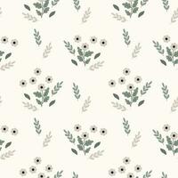 Seamless pattern, small flowers and scattered leaves. Floral rustic background, print, textile, wallpaper, vector