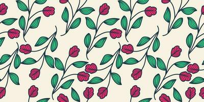 Hand Drawn Seamless Floral Pattern with Vintage Style. Flower Motif for Fashion, Wallpaper, Wrapping Paper, Background, Fabric, Textile, Apparel, and Card Design vector