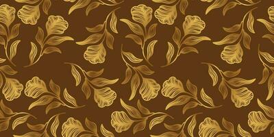 Seamless Exotic Floral Pattern in Luxurious Gold Gradient. Flower Motif. Suitable for Wallpaper, Wrapping Paper, Background, Fabric, Textile, Apparel, and Card Design vector
