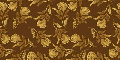 Seamless Exotic Floral Pattern in Luxurious Gold Gradient. Flower Motif. Suitable for Wallpaper, Wrapping Paper, Background, Fabric, Textile, Apparel, and Card Design vector