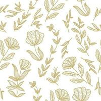 Seamless Cream Floral Pattern on White Background. Floral Motif for Fashion, Wallpaper, Wrapping Paper, Background, Fabric, Textile, Apparel, and Card Design vector