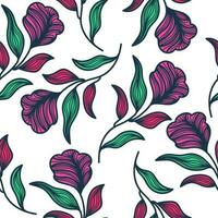 Exotic Seamless Flower Pattern with Vintage Style. Hand Drawn Floral Motif for Fashion, Wallpaper, Wrapping Paper, Background, Fabric, Textile, Apparel, and Card Design vector