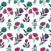 Exotic Seamless Flower Pattern with Vintage Style. Hand Drawn Floral Motif for Fashion, Wallpaper, Wrapping Paper, Background, Fabric, Textile, Apparel, and Card Design vector