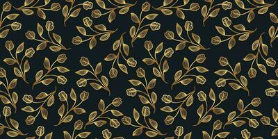 Gold Flower Pattern with Hand Drawn Style. Seamless Exotic Floral Pattern for Fashion, Wallpaper, Wrapping Paper, Background, Fabric, Textile, Apparel, and Card Design vector