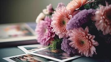 Soft blurred Chrysanthemum Gompie Pink flower for background, photo