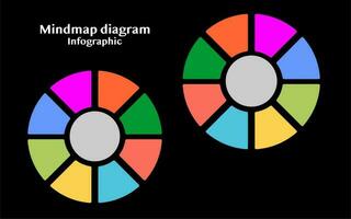 circulo diagrama de seguimiento modelo. social redes infografía, infografía modelo para negocio. pasos moderno mapa mental diagrama con círculos y tema títulos, presentación vector infografía