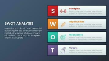 swot analysis concept with vertical square box layout for infographic template banner with four point list information vector