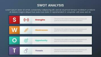 swot analysis concept with long box rectangle square information for infographic template banner with four point list information vector