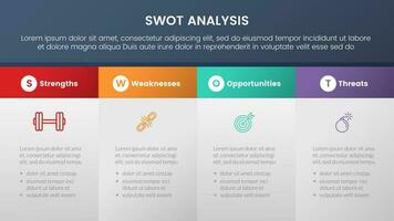 swot analysis concept with big box table information for infographic template banner with four point list information vector