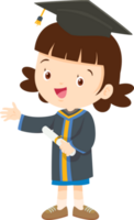 mignonne diplômé élèves dans diplômé éducation avec chapeau diplôme ,certificat dessin animé png