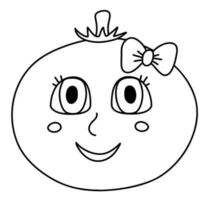 Coloring book page with tomato character vector