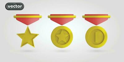 coin award 3d object vector set ,awrad for the winner,star gold trophy