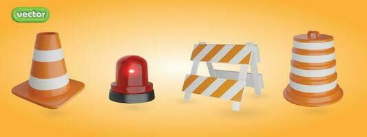 traffic cones 3d object vector set for watch out,road icon ,danger warning