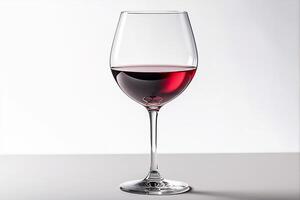 the one wine glass with red wine against white, AI Generative photo