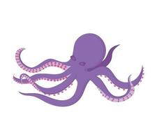 Cartoon purple octopus. Vector illustration isolated on white background.